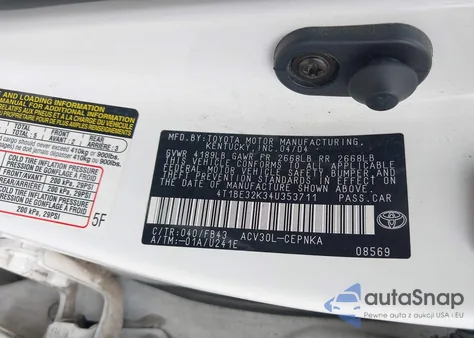 2004 Toyota Camry Le z USA, uszkodzony, nr VIN 4T1BE32K34U353711